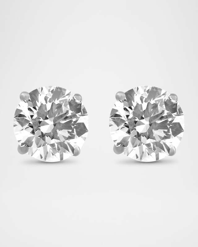 Lab Grown Diamond 18K White Gold Round Stud Earrings, 1.0tcw